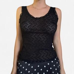 Black vintage lace cami top